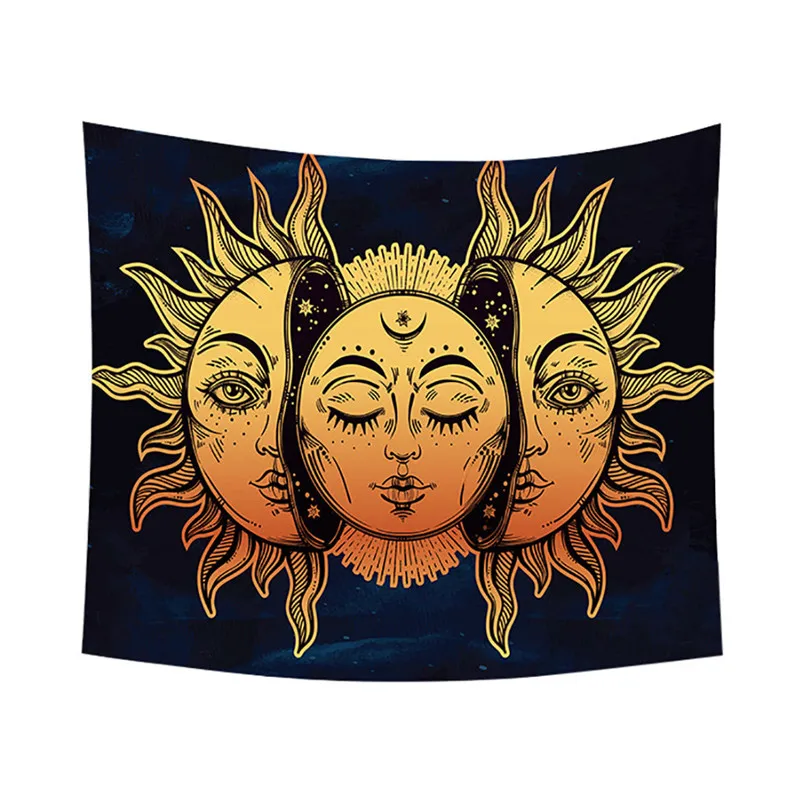 Sun Moon Tapestry Psychedelic Celestial Tarrot Hippie Hippy Polyster Tapestry Wall Hanging Throw Bedspread Beach Towel H05 (15)