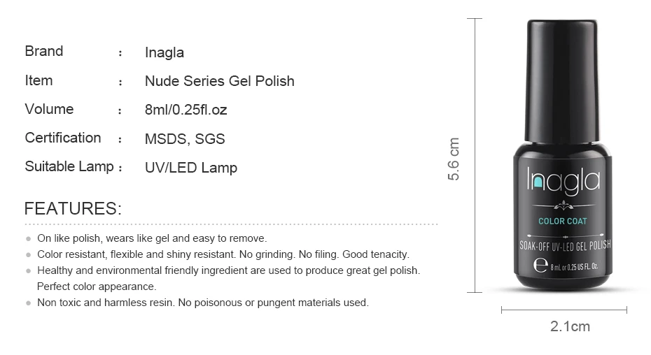 Inagla Лучший лак гель замочить от УФ светодиодный Гель-лак для ногтей базовое пальто без вытирания Топ Цветной Гель-лак УФ гель лак для ногтей
