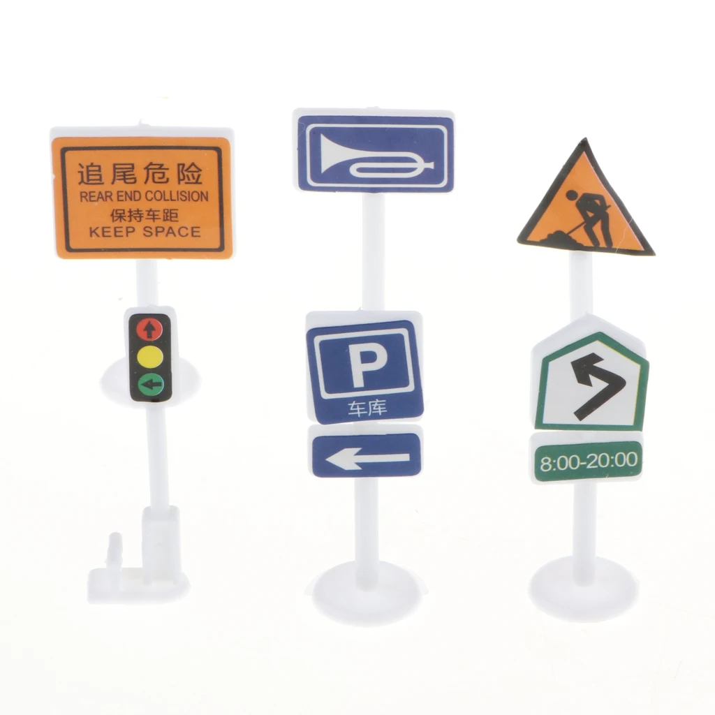 56 pieces Kids Block Street Traffic Signs Kid Children's Educational Toy for Traffic Knowledge Learning Car & Train Playset Gift