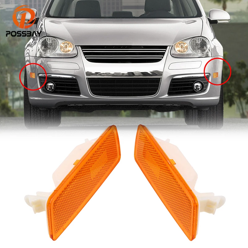 POSSBAY Yellow Lens Car Side Light Shell Front Bumper Side Marker Lights Turn Signal Lamp