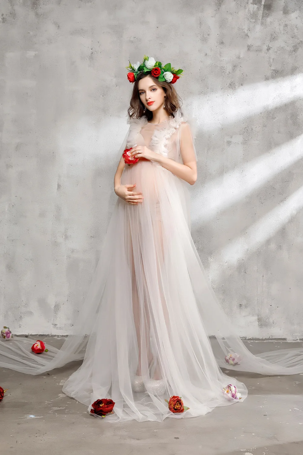 Белое кружевное платье для беременных фотостудия Опора Лето Беременность фотосессия длинное платье для беременных Для женщин платье Fotografia одежда