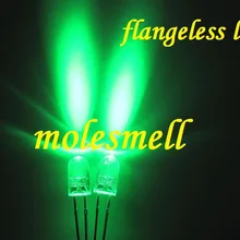 100 шт. 5 мм зеленый круглый Flangeless яркий прозрачный светодиодных лампы по 100 бесплатных резисторы