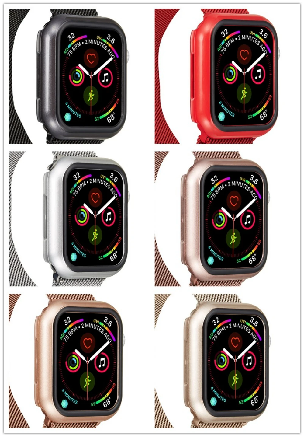 Чехол из поликарбоната для Apple Watch iWatch Series 4, чехол с рамкой, полная защита 40 мм, 44 мм, 44/40 мм, ремешок, аксессуары, бампер