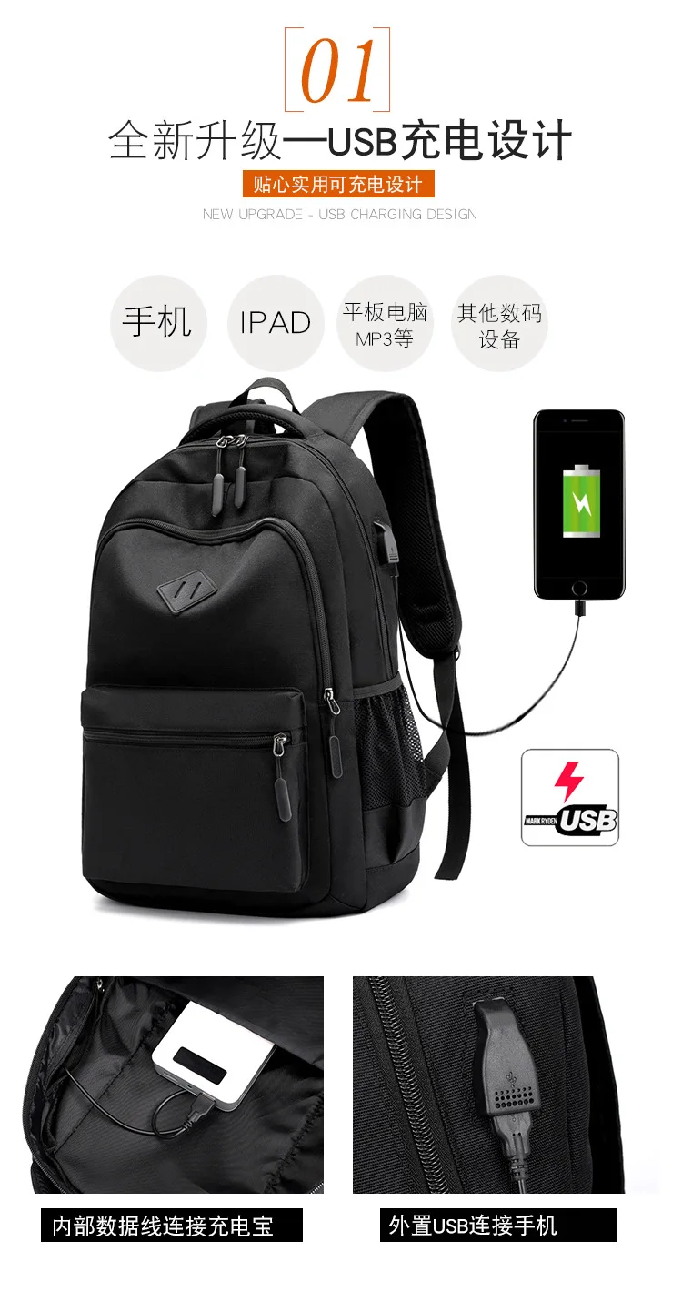 Men USB Charging Laptop Backpack Casual Design Women Waterproof Travel Backpack for Teenager Boy Fashion Girls School Bags