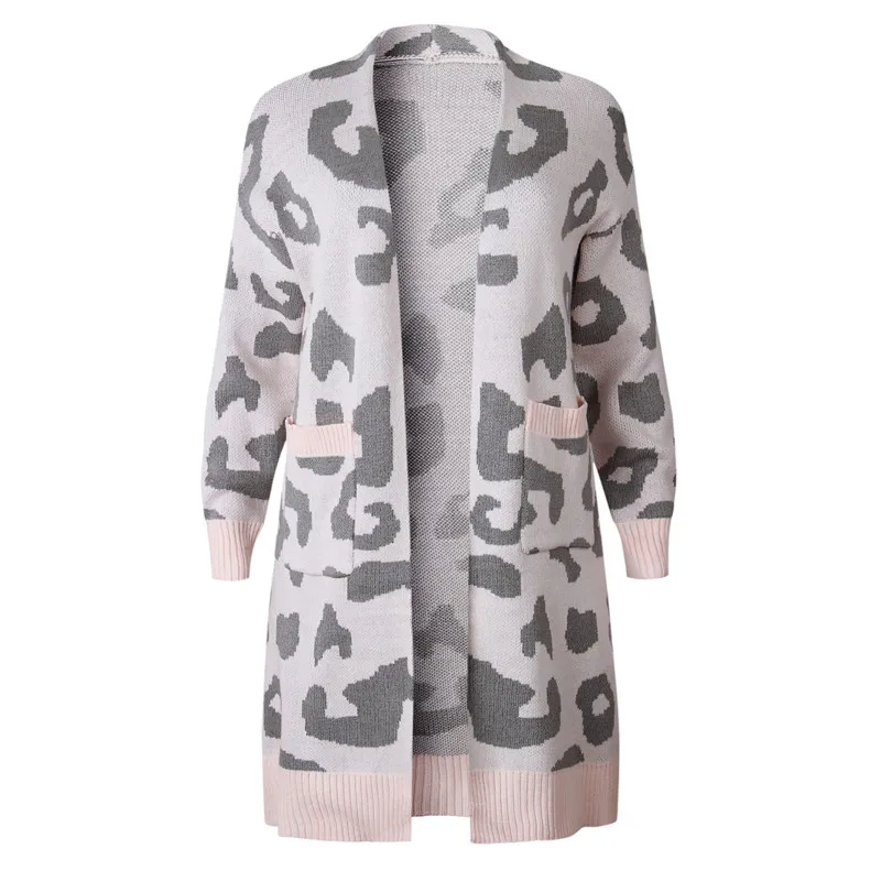 

fall sweaters for women long sleeve cardigan plus size clothing leopard long coat autumn knitted sweater pull femme 100032