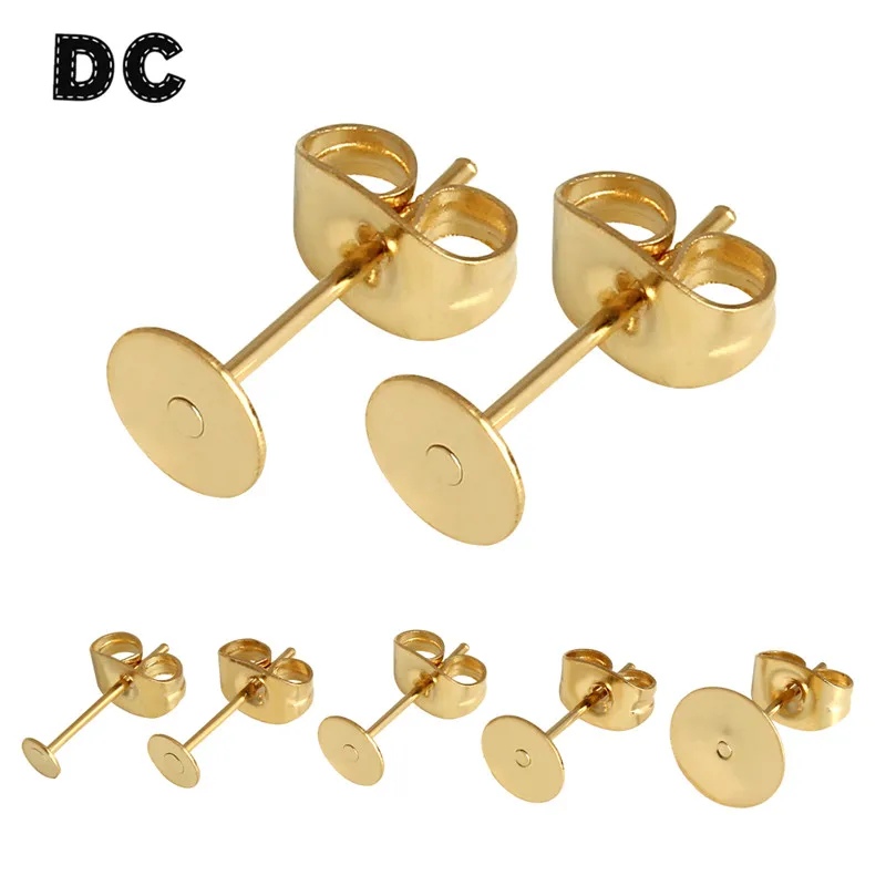 50pcs Stainless Steel Stud Earring Base Blank Stud Earrings For 3mm 4mm
