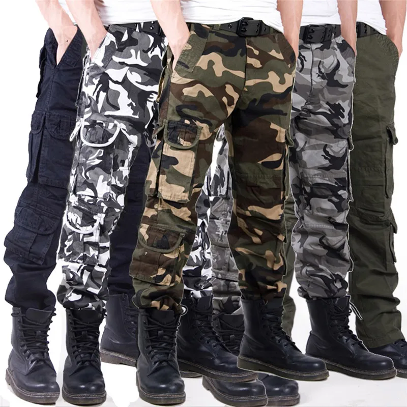 Мужские брюки карго, Мешковатые повседневные мужские тактические брюки с несколькими карманами, военный комбинезон, мужские уличные длинные брюки, Армейский Камуфляж