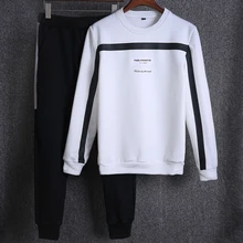 Новые осенние Для мужчин набор o-образным вырезом свитер с длинными рукавами костюм Для мужчин тенденция брюки Спортивный комплект из двух предметов trainingspak mannen