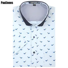 Pauljones 45xx летние Молодежные корейские облегающие с коротким рукавом повседневные клетчатые/Полосатые мужские рубашки