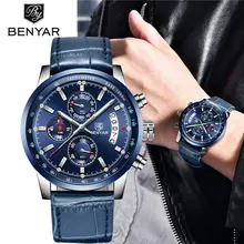 BENYAR повседневные модные мужские часы Топ люксовый бренд мужские деловые Кварцевые спортивные часы с хронографом кожаные часы Relogio Masculino