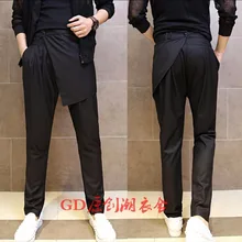 M-5XL новые летние узкие Штаны Для мужчин повседневные узкие шаровары прилив ночной клуб Лоскутная Брюки Клубные юбка подчеркивающая индивидуальность