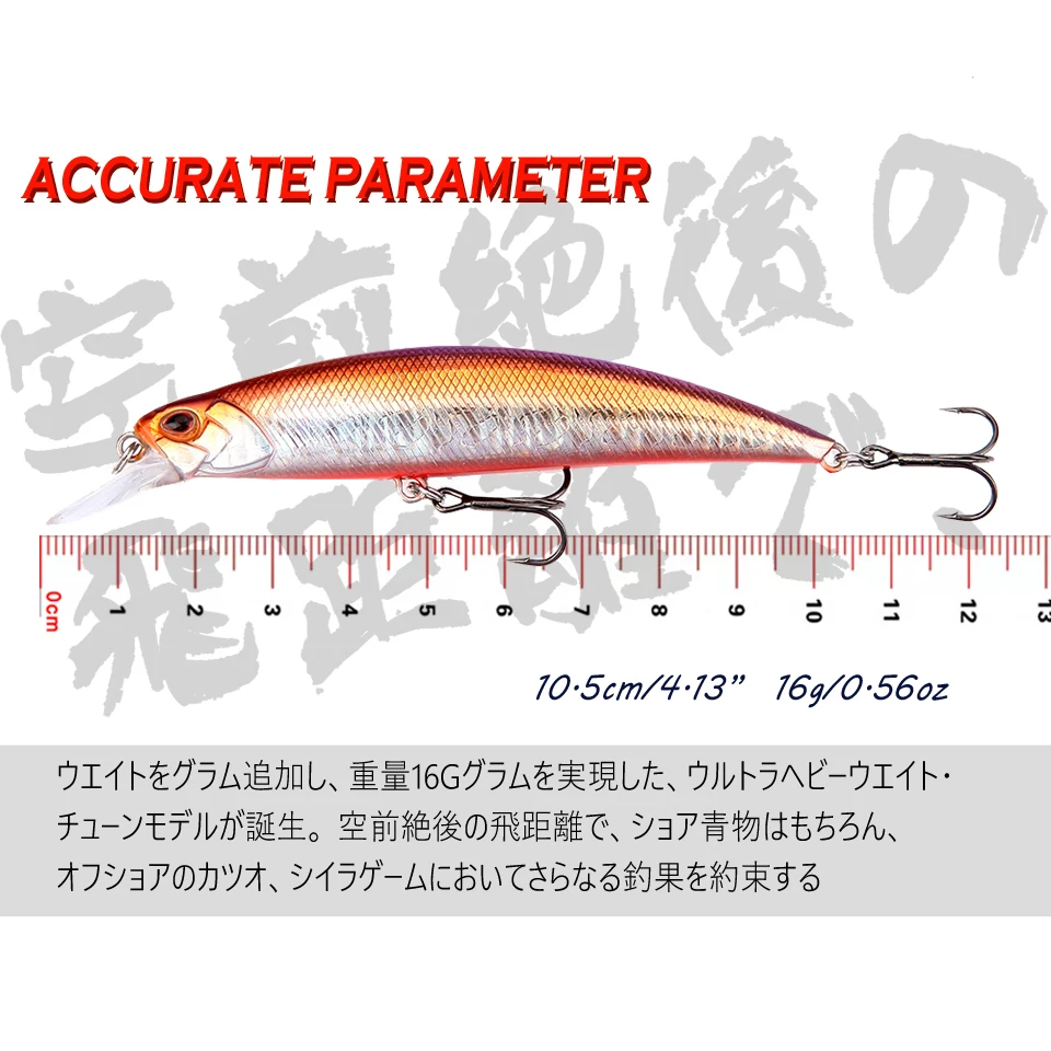 New 105mm 16g Slowly Sinking Minnow Fishing Lures Artificial Swim Bait for Pike Bass Predator Jekbait SPEARHEAD RYUKI