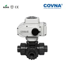 1,5 дюйма ПВХ моторизованный шаровой 3 пути шаровой клапан вкл/выкл Тип двойной штуцер соединения DN40 воды электрический шаровой кран PN10Bar PTFE сиденье