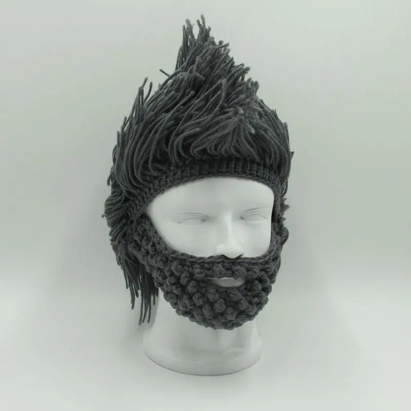 Парик борода шапки Хобо безумный учёный пещерный человек ручная работа вязаная теплая Зимняя кепка для мужчин и женщин Подарки На Хэллоуин забавные вечерние шапочки 5 цветов
