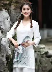 Лидер продаж Традиционный китайский стиль Для женщин рубашка Топ из хлопка и льна блузка Mujeres Camisa Размеры размеры s m l xl XXL, XXXL 2622-1