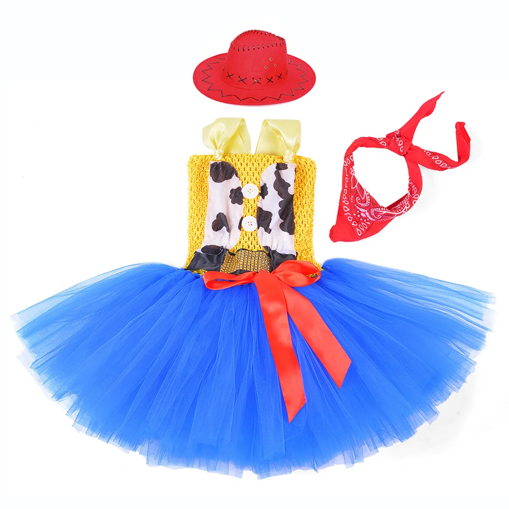 Повседневное платье-пачка для костюмированной вечеринки с героем мультфильма шерифом Вуди для девочек; детское Пышное Ковбойское Платье До Колена; костюмы со шляпой