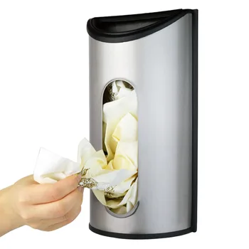 

Kitchen home Holder Storage Box Bag Dispenser Trash Bag Stainless Steel Saver Wall Mount Grocery Bag Holder 18*32*10cm