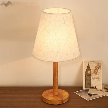 

Nordic Modern Table Light LED Solid Wood Fabric Lamps Bedroom Living Room Study Reading Lights Hotel Room Decoration Table Lamp