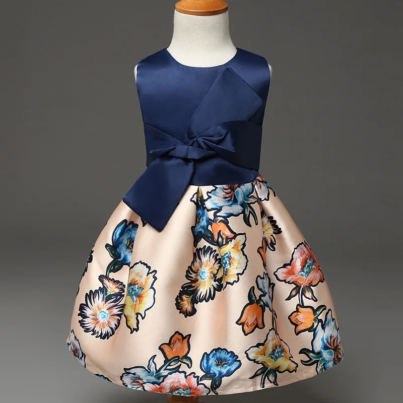 2017 Summer Children Girls Dresses Sleeveless Baby Ball Gown Dress Kids Party Wedding for Flower Girl 3-8Y | Детская одежда и