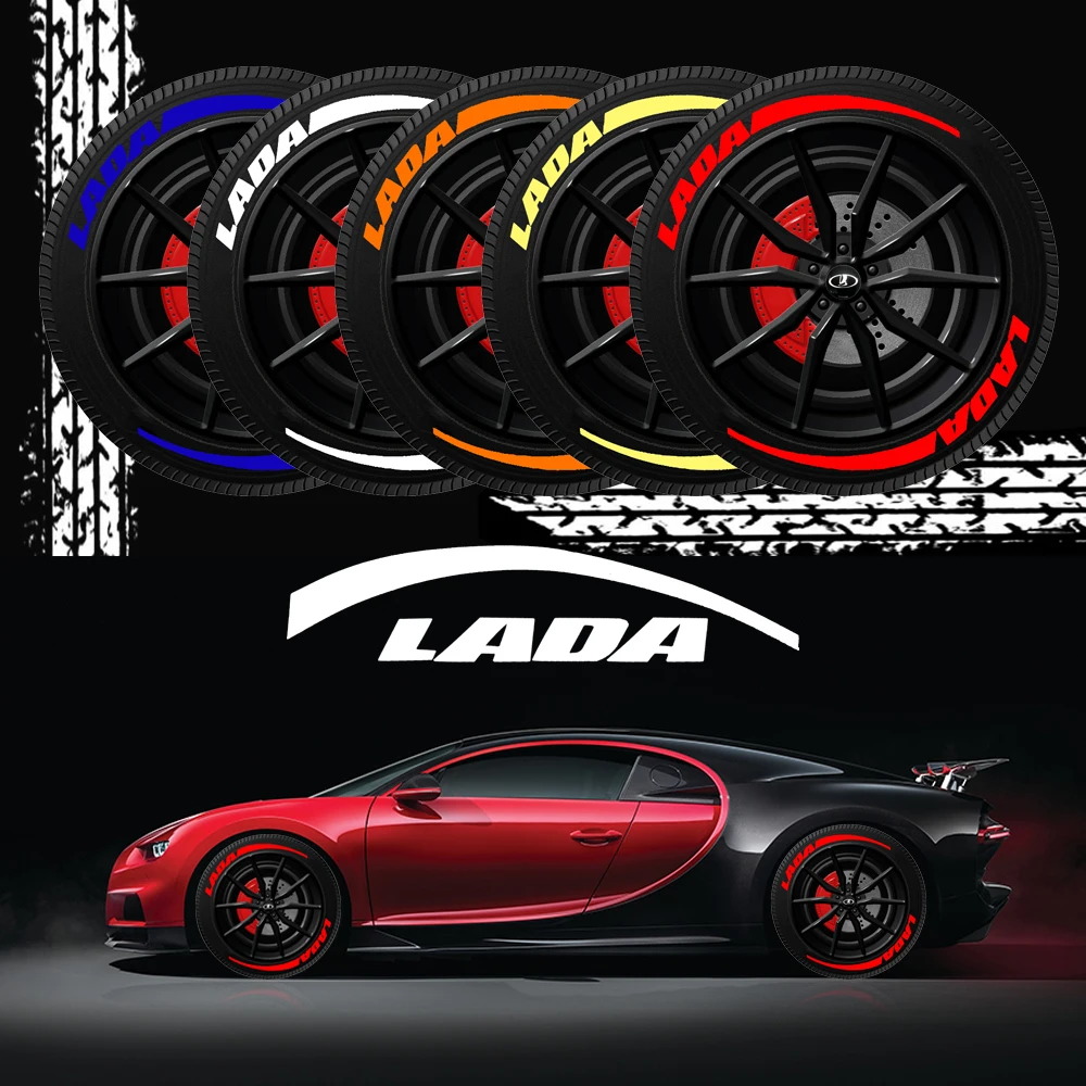 

Car Wheel Stickers Tire 3D Sticker Letter Custom emblems For Lada Kalina Priora Granta Samara 2110 Niva Stickers Car styling