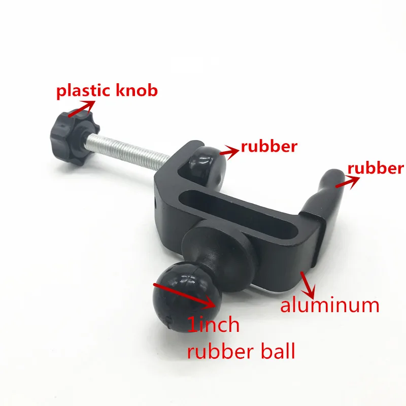С-образный зажим с резиновой шаровой головкой с 1/4 винтовым адаптером для Gopro рейлинговые палки бар музыкальный микрофон Микрофон подставки ram Mount