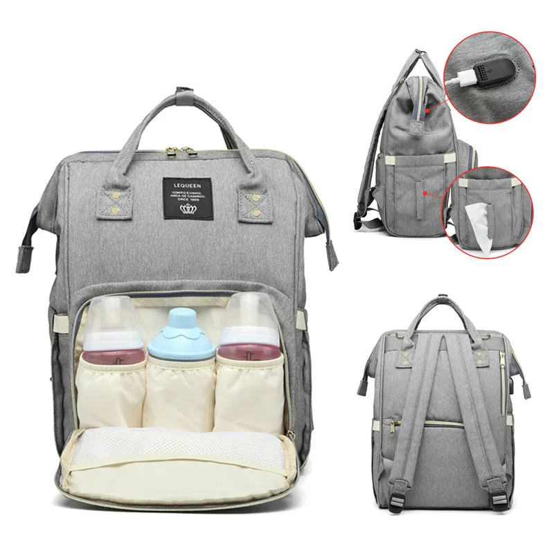 

Baby diaper bag with USB interface large capacity waterproof set Mommy pregnant women travel backpack care handbag