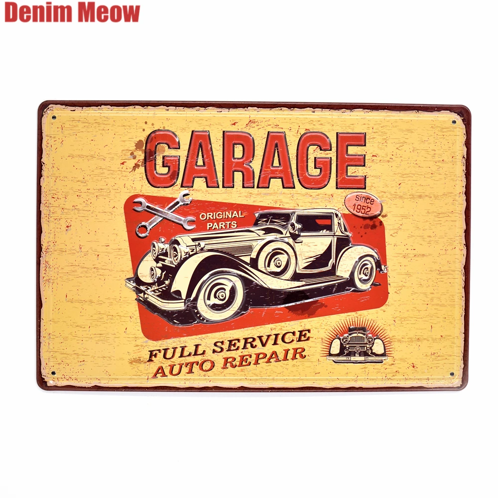 Garage Vintage Embossed Metal Tin Signs Bar Pub Home Repair Shop GAS