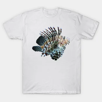 2017 New Fashion Free Shipping Men White T Shirt O-Neck Funny 3D Lion Fish Printed T-Shirt Hipster Modal Good Quality Tees Tops