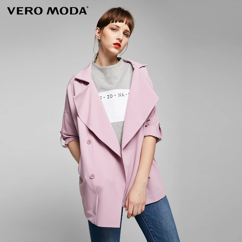 

Vero Moda Loose Fit Raglan Sleeves Lapel Medium Length Wind Coat | 317117502