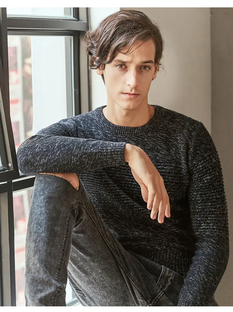 MuLs Brand Crew-Neck Sweater Men Pullover Autumn Winter Thick knit Stripe Male Sweater Jumpers Cotton O Man knitwear 2019 Spirng 3