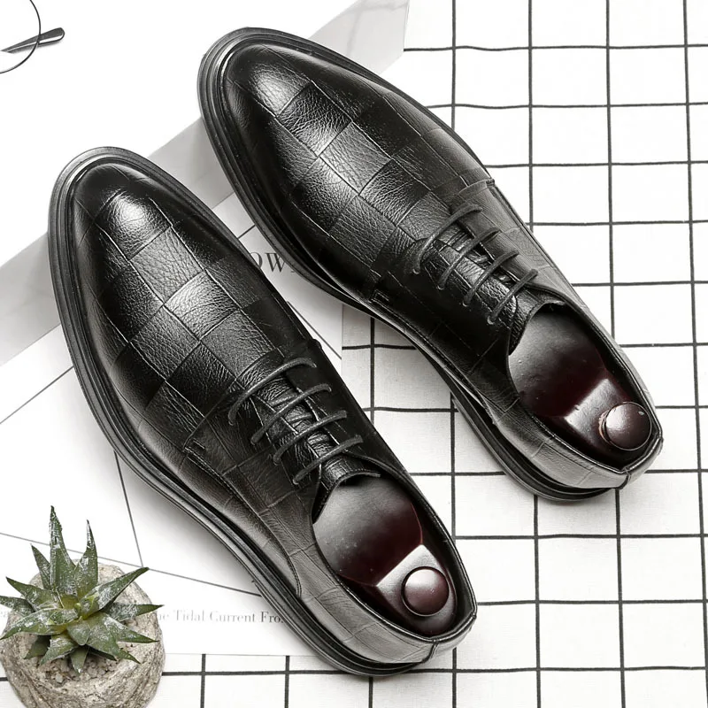 

Men's pointed casual shoes trend thick-soled business dress men's shoes