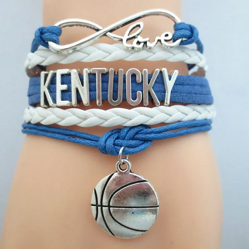 1pcs/lot hot sale kentucky basketball bracelets infinity basketball
