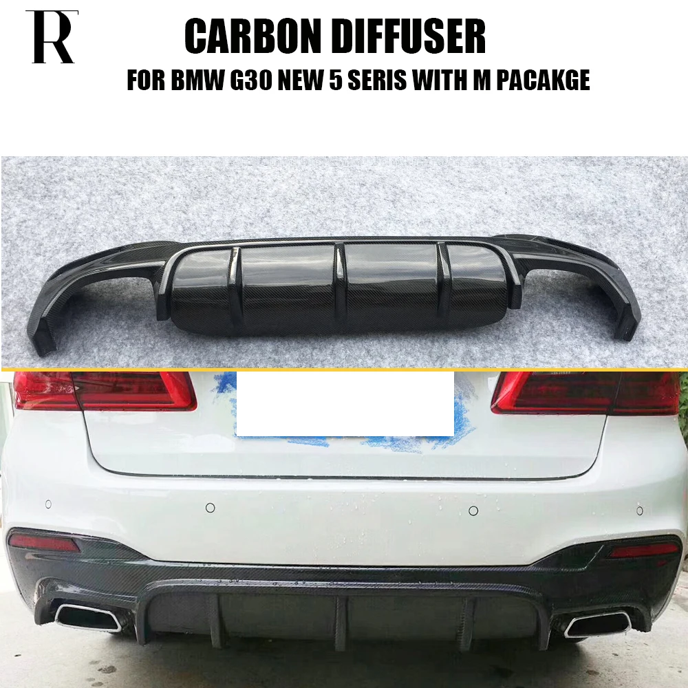 

G30 G31 FD Style Carbon Fiber Rear Bumper Diffuser for BMW G30 G31 520 530 540 550 with M Package Sports Bumper 2017 UP