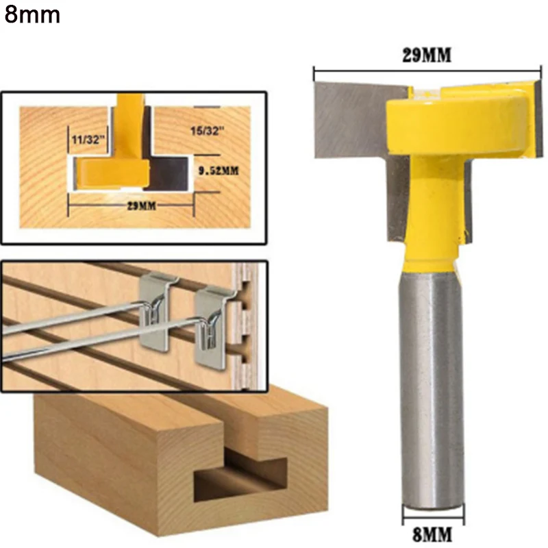 

TALI 8MM Shank Straight T-Slot Router Bit Carbide Wood Milling Cutter T-Track Woodworking Drill Bit Tool