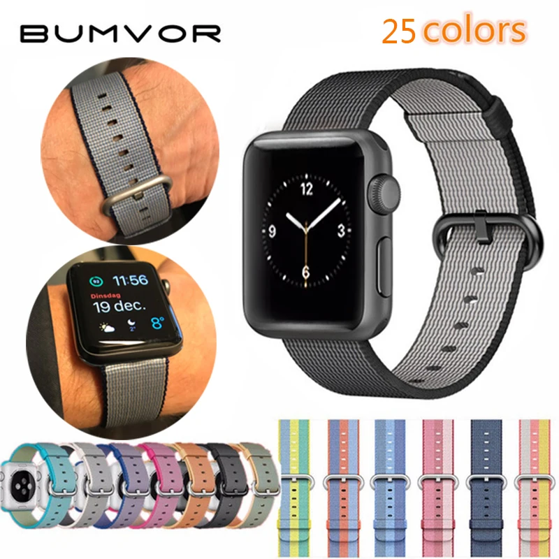 

BUMVOR Sport Woven Nylon Band Strap for Apple Watch 40/44MM 42/38MM Wrist braclet belt fabric-like for iwatch 4/3/2/1/ Edition