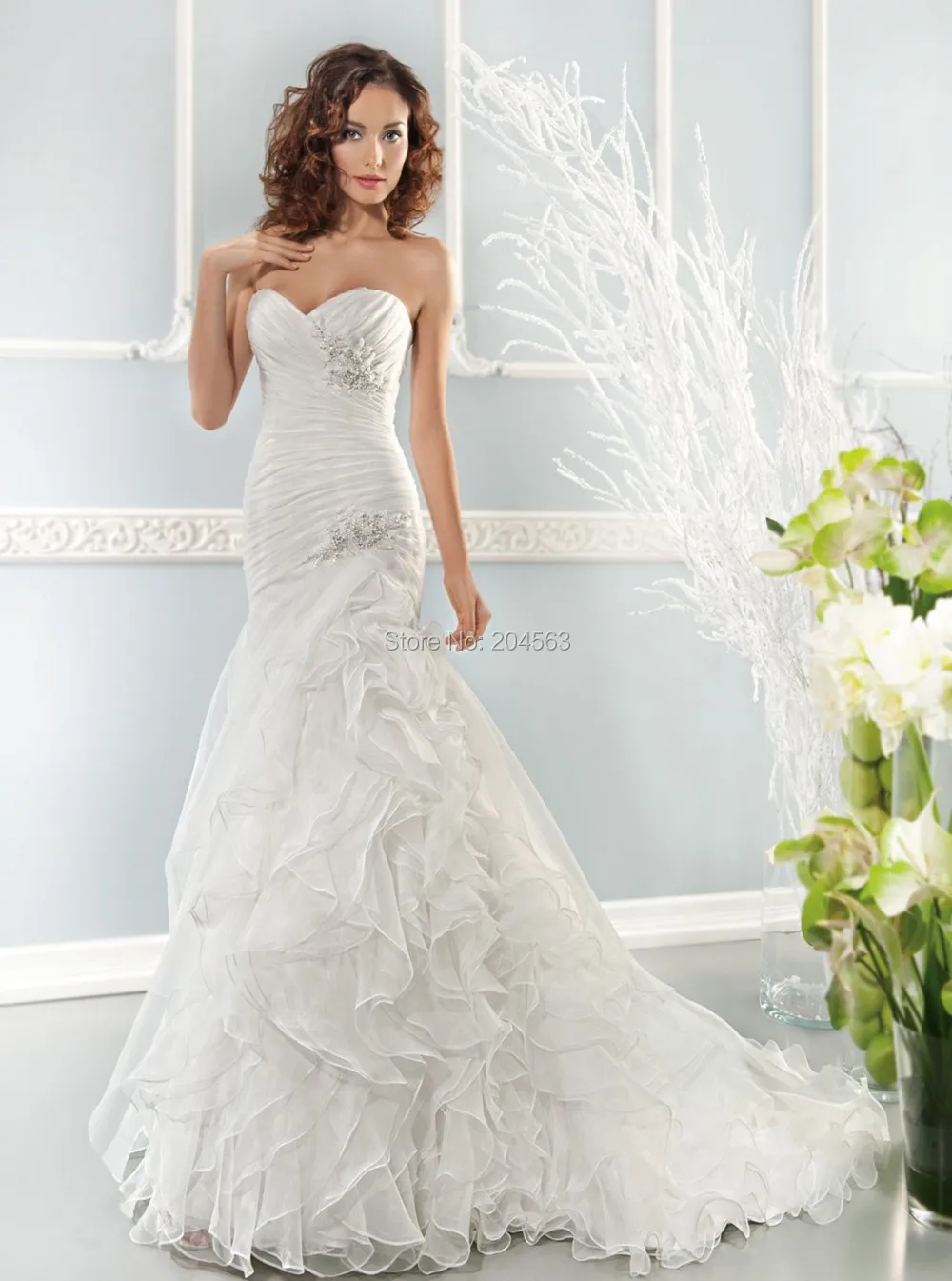 Free Shipping Sweetheart Organza Wedding Dress with Ruffle Skirt-in Free Shipping Sweetheart Organza Wedding Dress with Ruffle Skirt-in