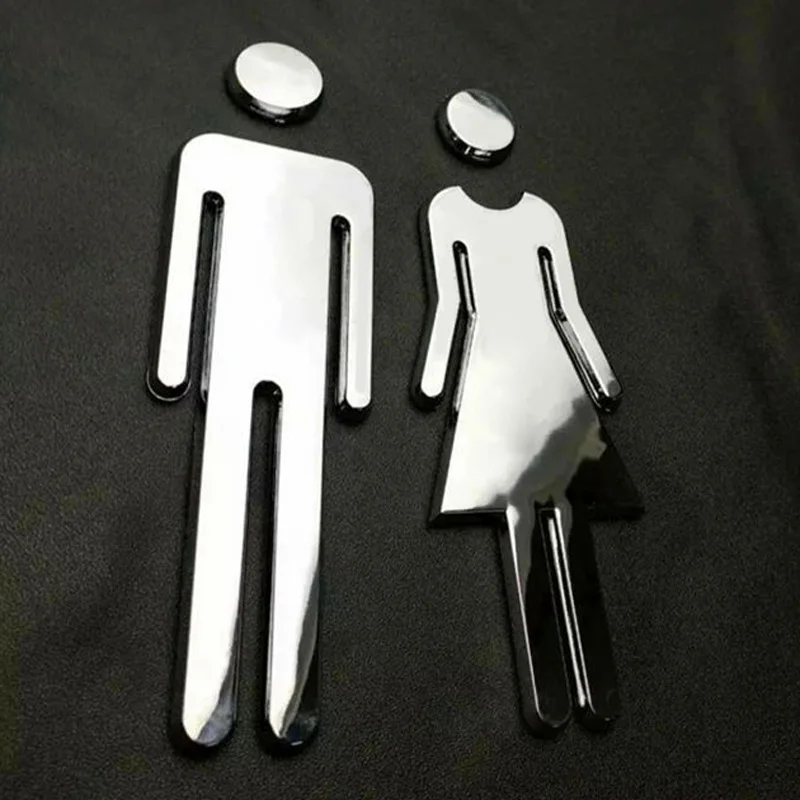 1 Set Toilet Door Sign Adhesive Plaque MEN and WOMEN Loo Bathroom Restroom Door Sticker Mayitr