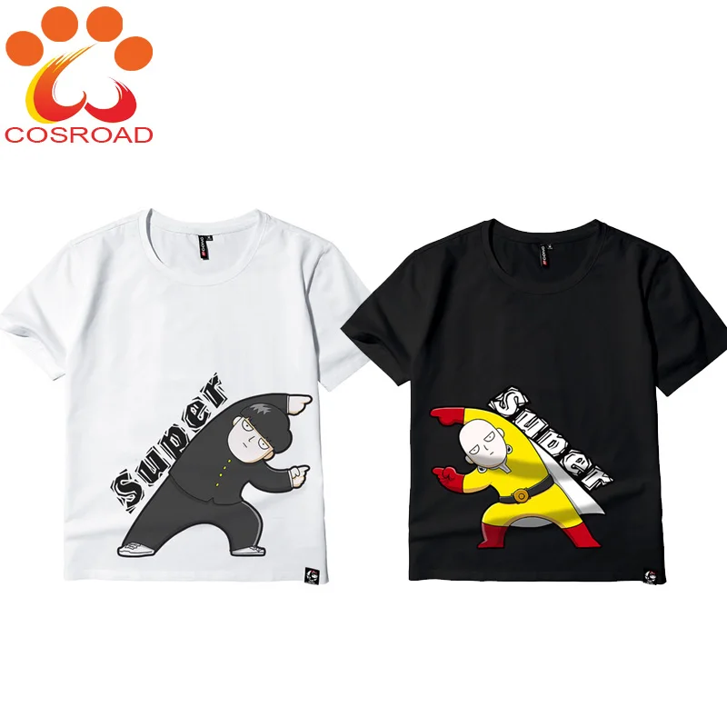 Cosroad One Punch Man Saitama футболка для косплея Mob Psycho 100 Мужская и женская с коротким