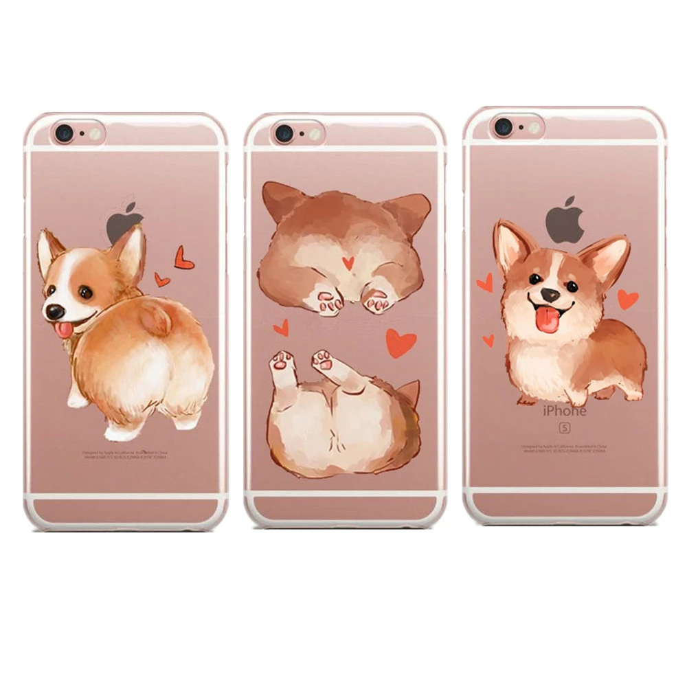 Super Lindo De Dibujos Animados Perro Gran Culo Corgi Rosa Pug Teléfono Tpu Suave Casos Funda Para Iphone 5 Y 5s Se 6 6s Plus 7 Xr Xs Max 8 8x10 Phone Cases Case
