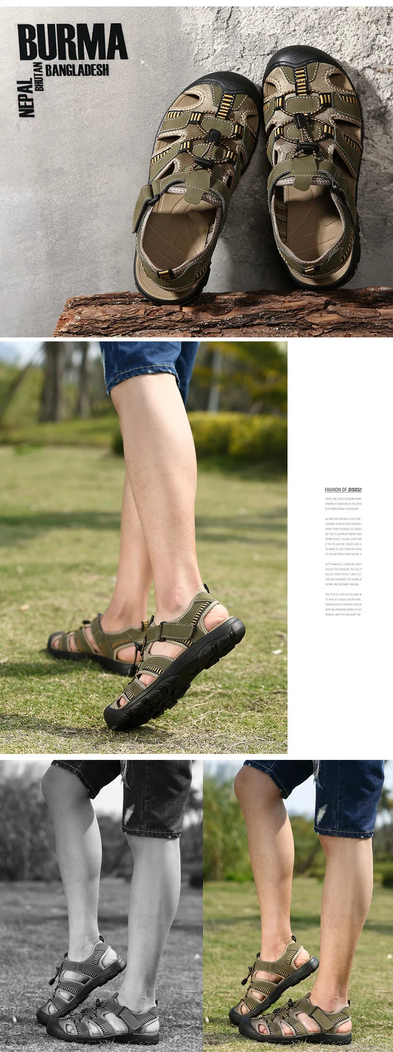 Летние сандалии для мужчин; очень легкие Нескользящие туфли из натуральной кожи на плоской подошве; модные крутые сандалии; большие размеры 38-47; AA10048