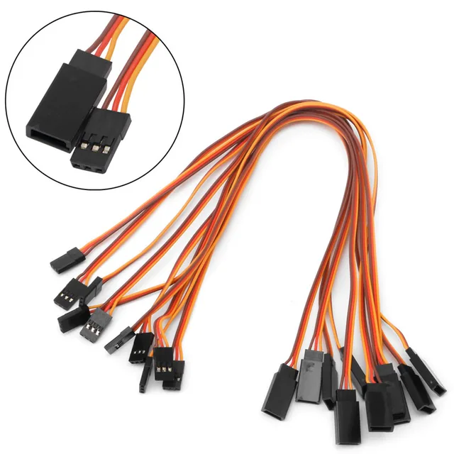 10Pcs 150 / 200 / 300 / 500mm Servo Extension Lead Wire Cable For RC Futaba JR Male to Female 30cm 1