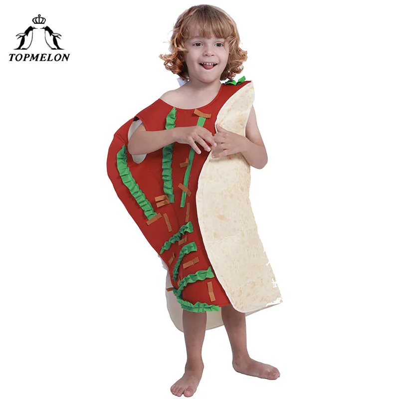 TOPMELON Kids Fun Cosplay Mexican Taco One Piece Costume for Boys Girls