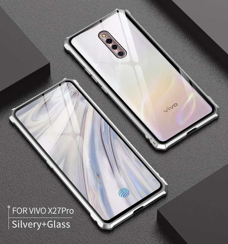 ДЛЯ VIVO X27 Pro Чехол X27Pro бампер металлическая алюминиевая рамка крышка с закаленным стеклом задняя крышка чехол для Vivo X27 Pro стеклянный чехол