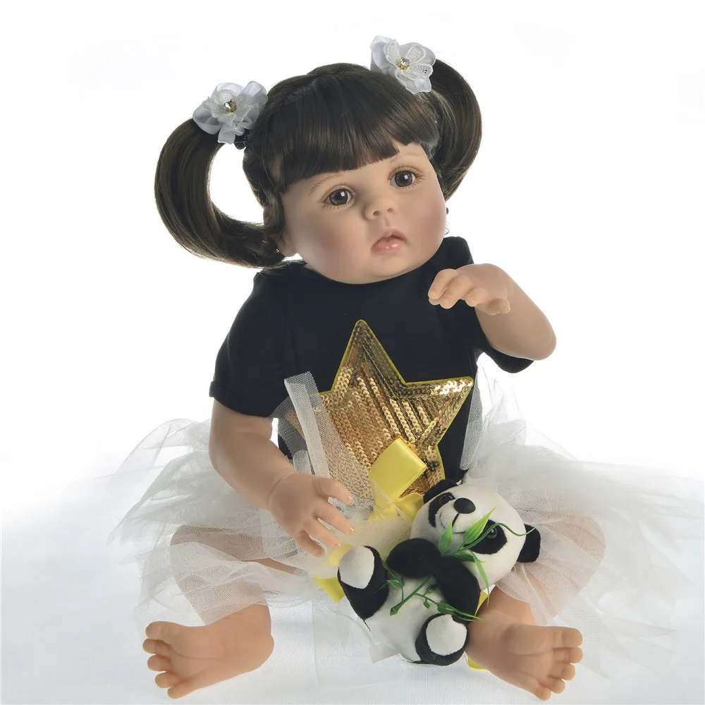 

57cm Full body silicone reborn baby doll toys lifelike adorable collectible doll bebe toddlers Xmas gifts bathe toy kids bonecas