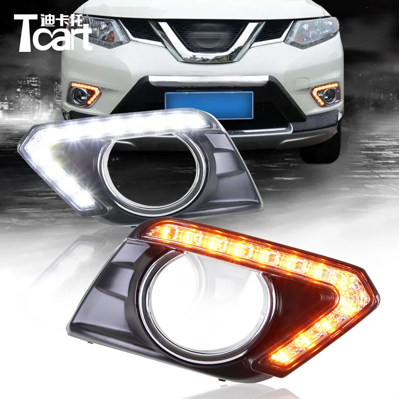 

Tcaet white/yellow DRL day time running light turn signal light car led For Nissan X-trail Xtrail T32 2014 2015 daytime running
