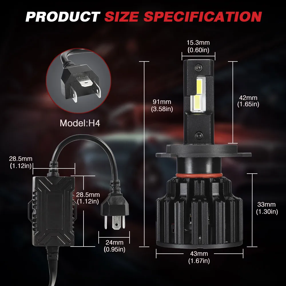 NOVSIGHT H4 светодиодный H7 H11 H8 HB4 HB3 автомобильные лампы для передних фар 100 Вт 20000LM стайлинга автомобилей 6000K светодиодный помощи при парковке