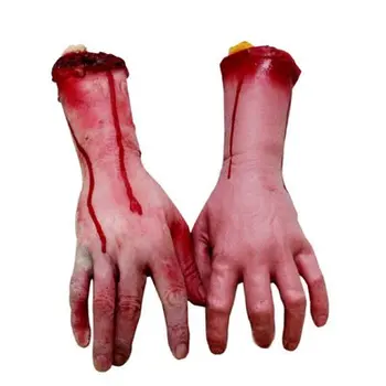 

2-Pieces-Fake Human Arm Hands Bloody Dead Body Parts Haunted House Halloween Decorations (Left and Right)
