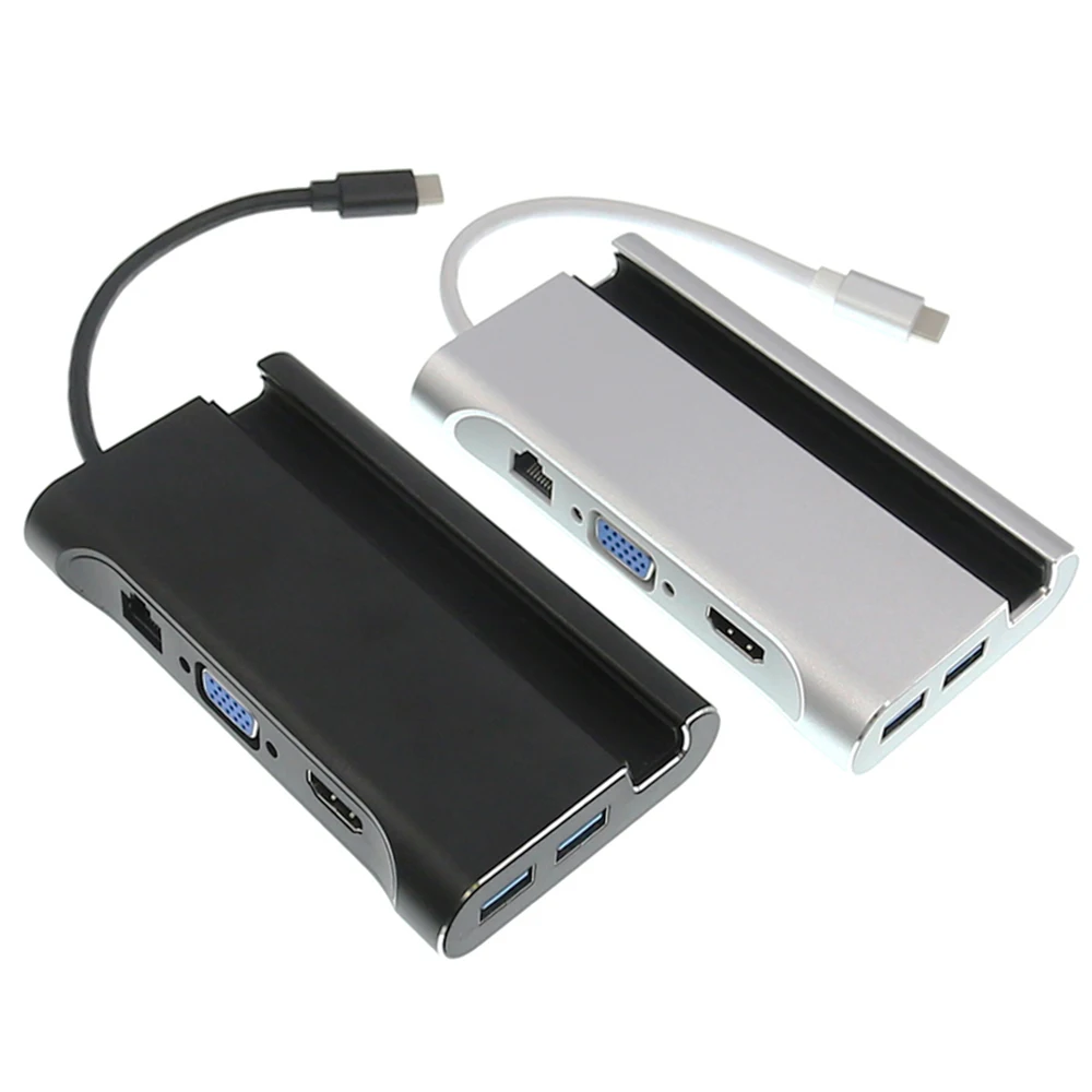 7 в 1 USB C 3 Тип к 4K HDMI VGA Rj45 Gigabit Ethernet 0 порт PD зарядный адаптер док станция Держатель
