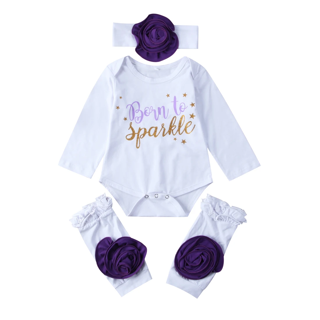Buy pudcoco purple floral baby girl clothes set Tops