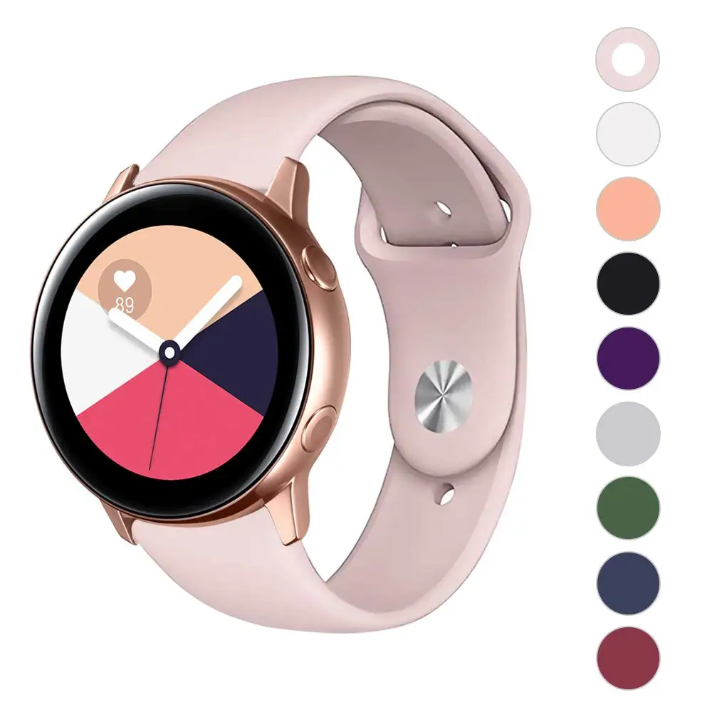 ТПУ силиконовый 20 мм ремешок для часов Samsung Galaxy Watch Active 40 спортивный подходит Gear S2